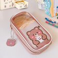 thumbnail image 2 of clberni Cute Brown Bear Pencil Case Aesthetic Pencil Pouch Leather, 2 of 6