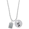 thumbnail image 1 of Delight Jewelry Silvertone Eye Chart Silvertone Script Initial Disc - I - Charm Necklace, 20"+3", 1 of 4