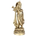 thumbnail image 2 of Brass World Brass Krishna Idol Statue Playing Flute for Puja Mandir Krishna Murti Sculpture Gift & Home Decor Height 10 Inches, 2 of 4