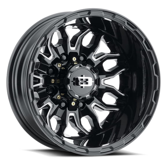 17x6.5 Vision 410 Korupt Gloss Black Milled DUALLY REAR Wheel 8x210 (-143.35mm)