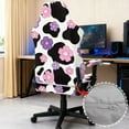 thumbnail image 4 of Xoenoiee Cow Cherry Blossom Pattern Stretchable Gaming Chair Cover with Armrest Protector Washable Elastic Computer Chair Slipcover Anti-Slip Easy to Install Water-Repellent for Office Use, 4 of 7