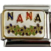NONBRANDED Italian Charm Link Nana with Flowers Charm 9mm
