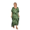 thumbnail image 4 of Beautybatik Green Women Hippie Tie Dye Caftan Kaftan Loungewear Maxi Plus Size Long Dress 3X, 4 of 6