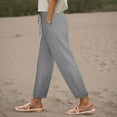 thumbnail image 2 of zaveiop Cotton Linen Pants for Women 2025 Summer Gauze Drawstring High Waisted Lounge Trouser Casual Beach Vacation Clothes (Z-Light Gray, L), 2 of 6