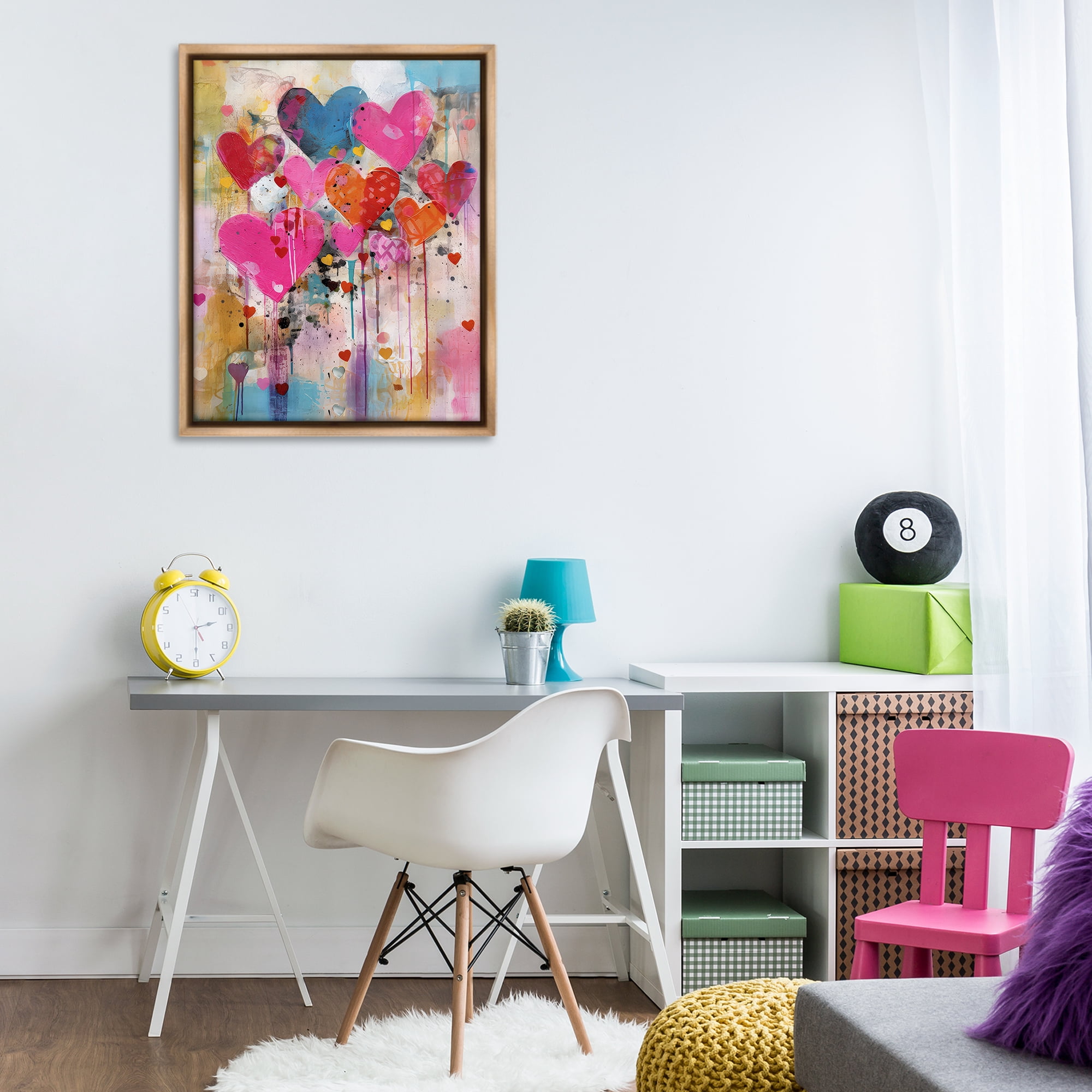 Stupell Industries Whimsical Love Hearts Pattern Abstract Painting Brown Floater Framed Canvas Art Print Wall Art, 25 x 31