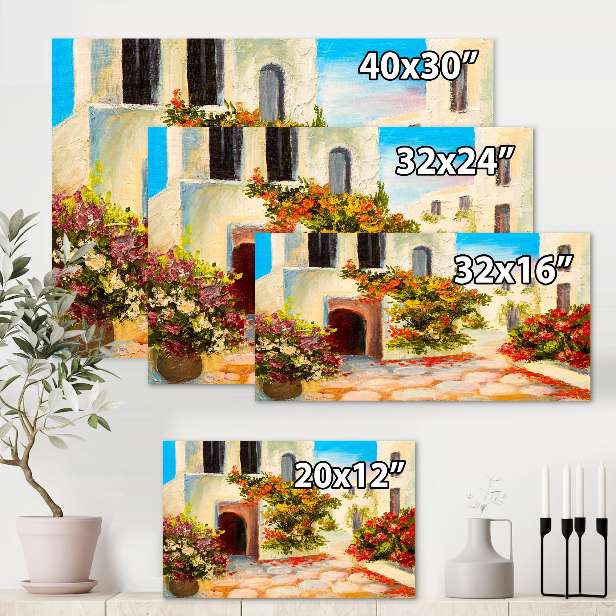 Designart ' The Mountain With Flowers With Little House I ' Nautical & Coastal Canvas Wall Art Print