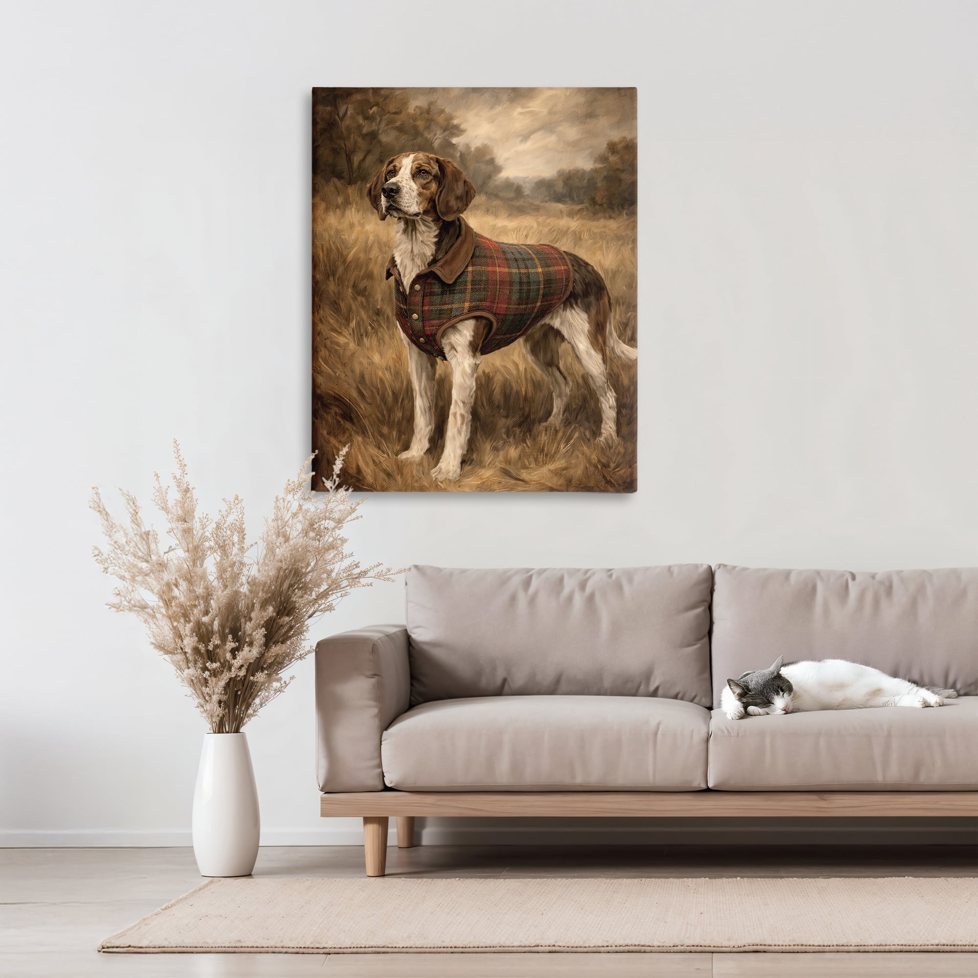Stupell Industries Hunting Days Plaid Jacket Hound Canvas Wall Art, design by Kim Allen