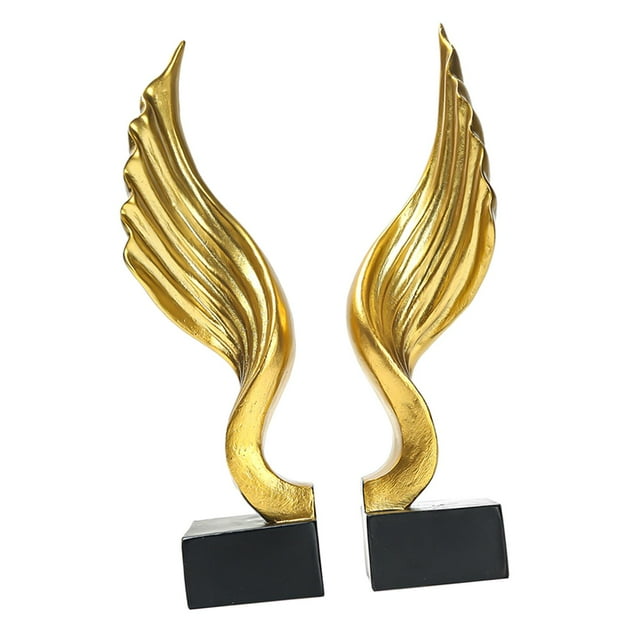 Soporte de libro con alas de Ángel, juego de escultura con extremos de libro, tapón de libro decorativo pintado a mano para sala de estar, escritorio, Dorado Macarena sujetalibros decorativos