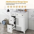 thumbnail image 3 of 24-Inch Bathroom Vanity with Ceramic Sink, Modern Freestanding Single Bathroom Cabinet with 6 Drawers & 2 Cabinets for Bathroom, Soft Closing and Solid Wood Frame, White, 3 of 7