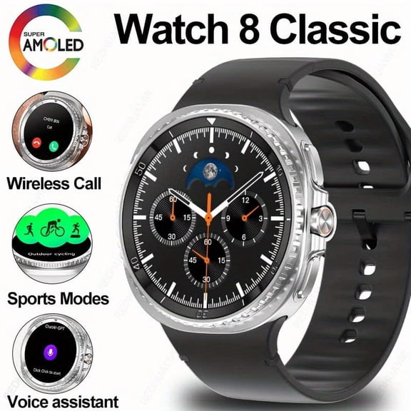 2025 Smart Watch 8 Classic - 1.43" AMOLED, AI GPT, Call, Rotating Dial, IPX8, 300mAh, Unisex