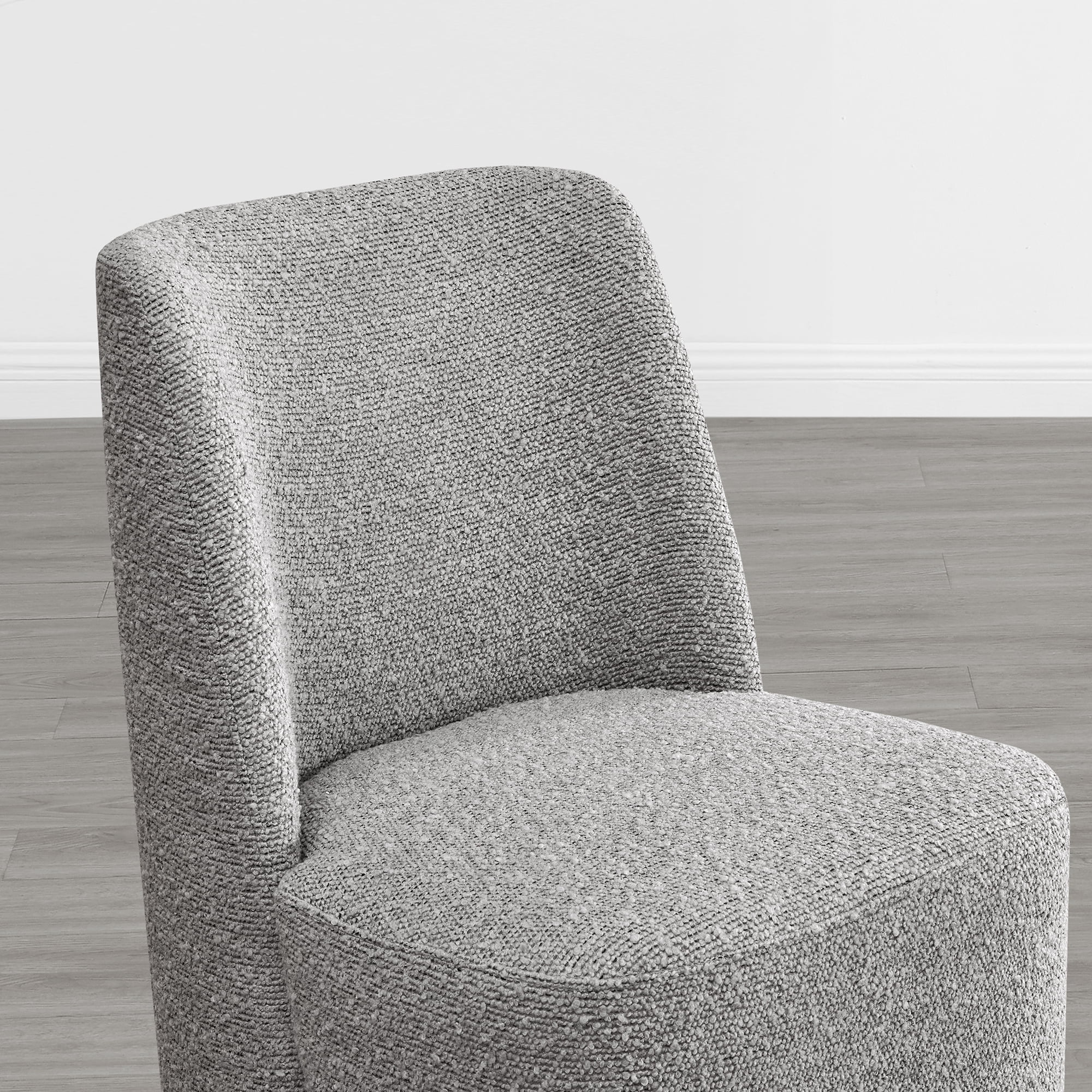 Spruce & Spring Modern Upholstered Dining Chair with Hidden Casters & Wood Base Set of 2, Grey