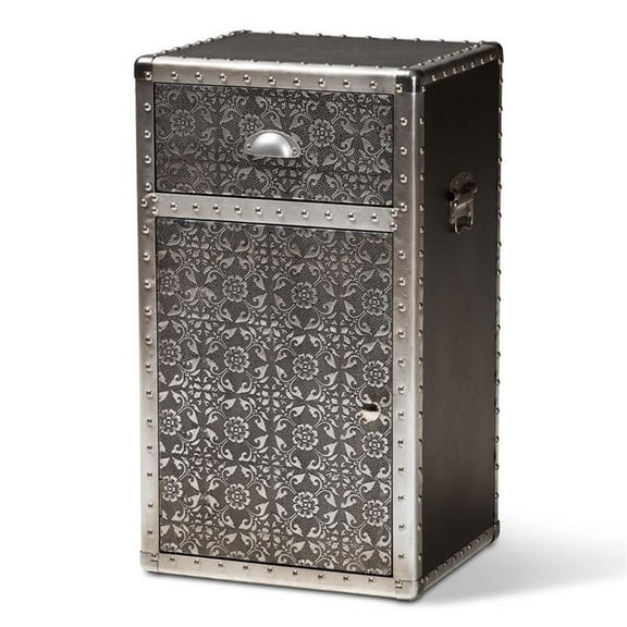 Bowery Hill Silver Metal Floral Accent Cabinet
