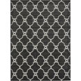 thumbnail image 1 of Unique Loom Trellis Collection Modern Carved Transitional Indoor and Outdoor Flatweave Area Rug, 9 ft x 12 ft, Black/Ivory, 1 of 2