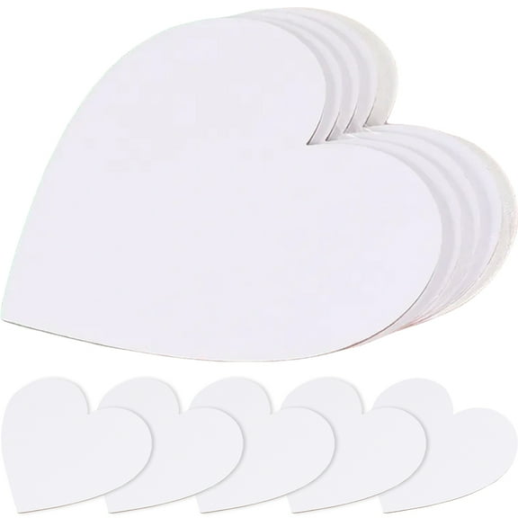 WRITWAA 10-Pack Heart Shaped Cotton Canvas Boards White Blank Panels for Oil Painting Artists