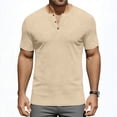 thumbnail image 2 of BRGZLK Mens Quarter Knit Henley Shirts Short Sleeve Slim Fit Henley Tops Casual Business Button Fitness Solid Color Summer Muscle Gym Athletic Tee Shirt, 2 of 7