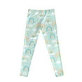 thumbnail image 7 of COEQINE Rainbow Cloud Mint Girls Yoga Leggings Pants Full Length Athletic Trousers High Waist Tummy Control, for 4-5 Years Kids Girls, 7 of 7