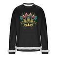 thumbnail image 2 of Ceisia Men's Mardi Gras Venice Mask Fuzzy-Trim Sweatshirt | Winter Festive Casual Pullover Gift, 2 of 6