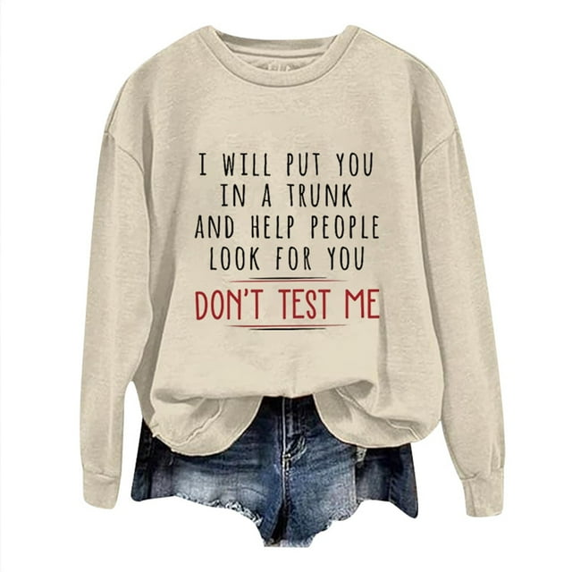 WEAIXIMIUNG Robe Sweat-Shirt avec Poches Sweat-Shirts Maxi Day Col Rond Femmes Manches Longues Imprimé Graphique Lettre Pull Sans Capuche Blouse Top