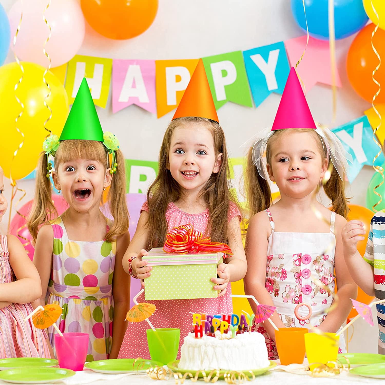 15 Pieces Neon Party Hats UV Black 