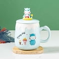 thumbnail image 2 of Taza de cerámica de 350ml, cuchara con forma de corazón para niña, taza con tapa, taza de café creativa para desayuno en el hogar de gran capacidad con dibujos animados, 2 of 5