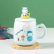 thumbnail image 2 of Taza de cerámica de 350ml, cuchara con forma de corazón para niña, taza con tapa, taza de café creativa para desayuno en el hogar de gran capacidad con dibujos animados, 2 of 5