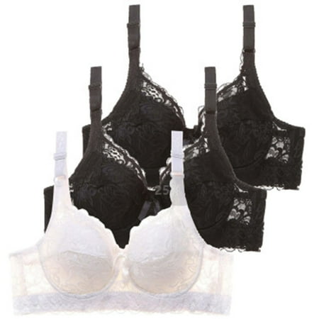 Pavied Push Up Bra Plus Size Bra Women s 3PC Bra Casual And Fashionable Large Size Bra Thin Sponge Gathering Underwear Lace Bra Balconette Bras Seamless Bras Black 4 75C