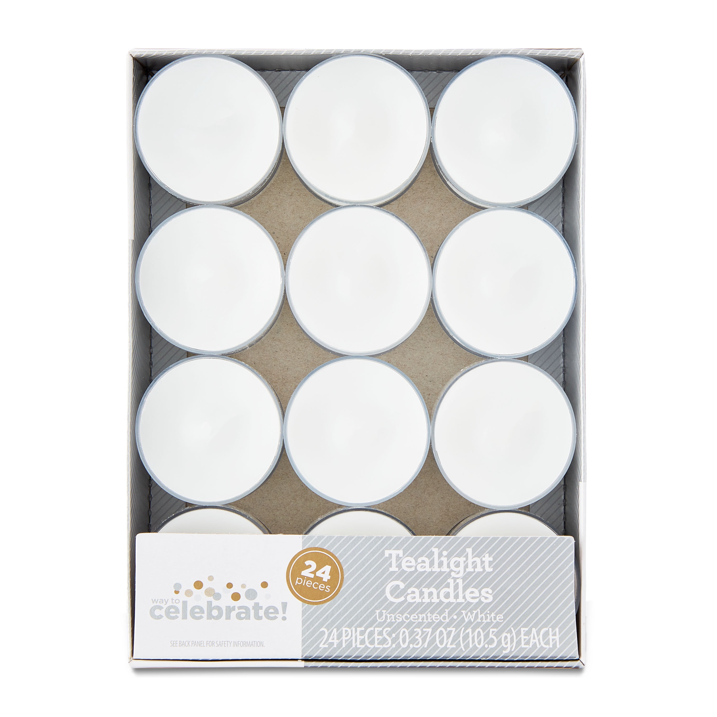 Way To Celebrate Tealight Candles, Unscented, White, 24 Pack, Plastic Cup