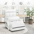 thumbnail image 3 of Indoor Chaise Lounge Sofa, Folding Lazy Sofa Floor Chair w/ 5-Position Adjustable Backrest Lumbar Pillow, Lounger Bed with Armrests (White), 3 of 9