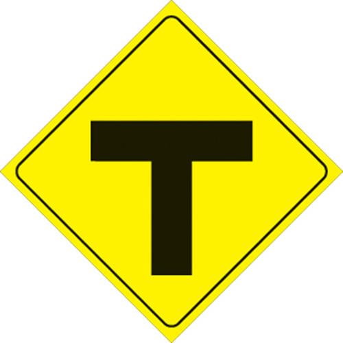 Voss Signs 436 T YR 12x12in. Reflective Trail Sign -  T- Intersection (Yellow/Black)