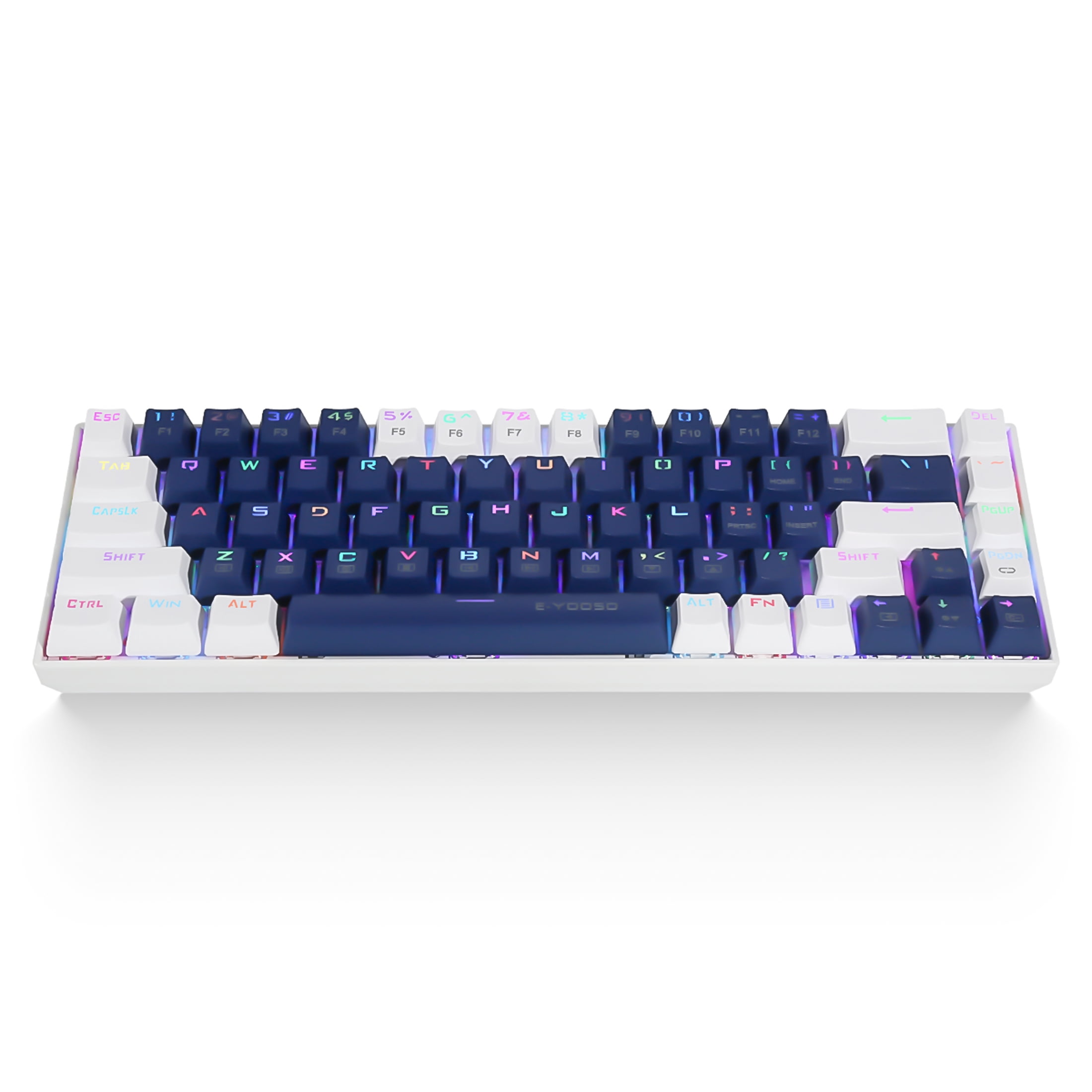 65% RGB Gaming Keyboard, E-YOOSO Z-686 Wired 68 Keys Mechanical Keyboard, Linear Red Switches, Pro Software Supported, Detachable Cable, Separate Arrow Keys - Blue/White
