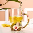 thumbnail image 6 of Tuvgenk 350ml Coffee Mugs Enamel Flower 4.7*4.7 in Handles Glass Mugs Decoration Multicolor Steel Spoon Durable Mugs Gift for A Friend, 6 of 9