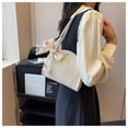 thumbnail image 3 of Xiao Hua Bolso de hombro tejido para mujer, bolso de mano y neceser, elegante bolso de playa de verano, 21,6 x 5 x 18 cm (blanco)., 3 of 4