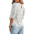 thumbnail image 5 of Liacowi Women Juniors Summer Casual T-shirt Tops Half Puff Sleeve Round Neck Shirts Loose Floral Blouse, 5 of 8
