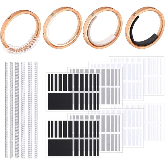 2 Styles/ 158 Pieces Invisible Ring Size Adjuster Jewelry Tightener Resizer Loose Ring Fixed Ring Tightener DIY Ring Size Guard for Preventing Ring from Loosening and Slipping Off