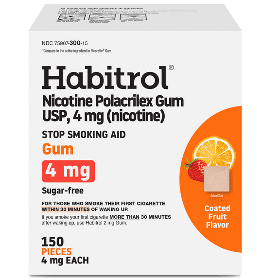 Habitrol Nicotine Gum, 4mg, Fruit Flavor, 150 Count