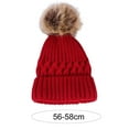 thumbnail image 5 of Eoperou Wool Knitted Hat Thick Fur Ball Decoration Keep Warmer Solid Color Winter Casual Women Skiing Beanies for Daily Wear, 5 of 7