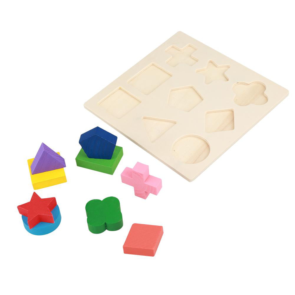Kid Wooden Toy Geometric Block Building Puzzle Baby Learning Tool #2 