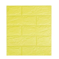 Pompotops 2PCS DIY 3D Brick, Wall Panels Peel and Stick, PE Foam Wallpaper Panels Room Decal Stone Decoration Embossed, Yellow