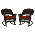 thumbnail image 1 of Jeco Rocker Wicker Chair in Espresso with Red Cushion (Set of 2), 1 of 10