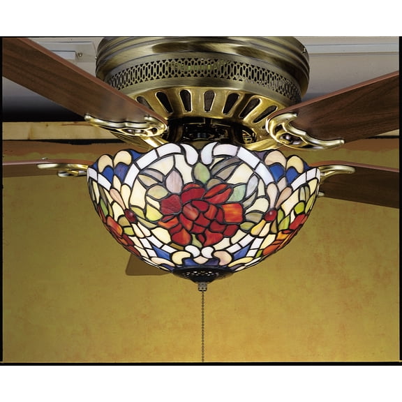 Meyda Tiffany 27458 Renaissance Rose - 3 Light Fan Light Kit   Ruby/Mauve/Beige/White Finish