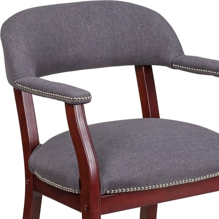Flash Furniture Sarah Gray Fabric Luxurious Conference Chair with Accent Nail Trim and Casters