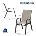 thumbnail image 2 of Stackable Patio Dining Chairs – Set of 4 All-Weather – Lightweight Textilene – Armrests & High Back – 140 kg Capacity – Backyard, Pool & Garden – Black-Gray Frame + Brown Textilene, 2 of 7