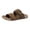 Brown, variant on Men's Beach Slides Sandals Retro Casual Leather Double Band Orthotic Walking Summer Slip on Slippers Black Size 8