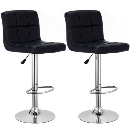 Western Leather Bar Stools - Costway Set Of 2 Bar Stools PU Leather Adjustable Barstool Swivel Pub Chairs Black