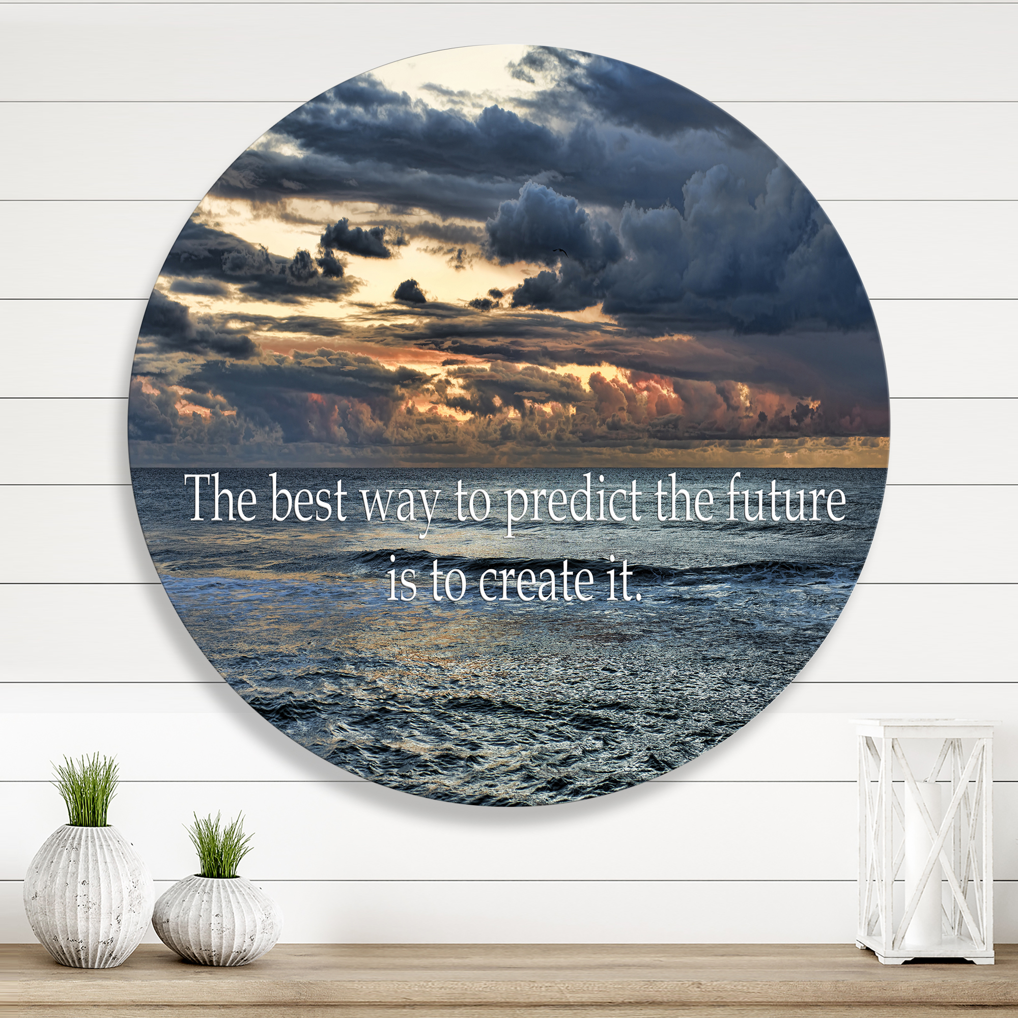 The Best Way To Predict The Future Is To Create It Blue Ocean 11 in x 11 in Painting Art Prints, by Designart