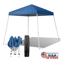 Tcbosik Canopy Tent, 8x8FT Outdoor Waterproof Gazebo Shelter with Carrying Bag and Slant Legs for Patio Deck Garden Beach, Blue