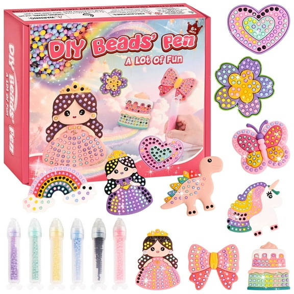 YoFellas DIY Bead Art & Mosaic Kit for Kids Ages 6-12 – Complete Craft Set with Bead Pens, Colorful Templates, and Fun Stencils – Creative Arts & Crafts Activity for Boys and Girls (10PCS)