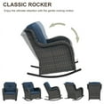thumbnail image 4 of PARKWELL Outdoor Wicker Rocking Chair - Rattan Patio Rocker Chairs with Cushions and Steel Frame - Set of 2 - Blue, 4 of 10