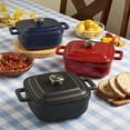 thumbnail image 4 of Smith & Clark Ironworks 4 Quart Enameled Cast Iron Square Dutch Oven Pot with Lid, Matte Midnight Blue, 4 of 7