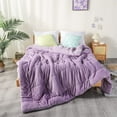 thumbnail image 5 of DOMDEC Luxury Flannel Fleece Comforter with Plush Sherpa Back - Faux Fur Blanket, Winter Warmth, Purple King Size 104x90 Inches, 5 of 7